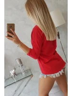 Americká dievčenská grafická blúzka červená S/M - L/XL