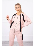 Športová sada s pruhmi tmavo púdrovo ružová