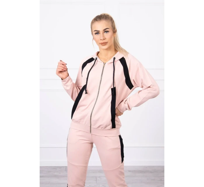 Športová sada s pruhmi tmavo púdrovo ružová