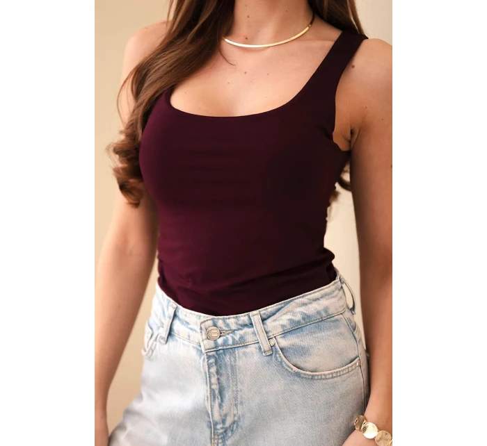 Dámská halenka na ramínkách s výstřihem bordó