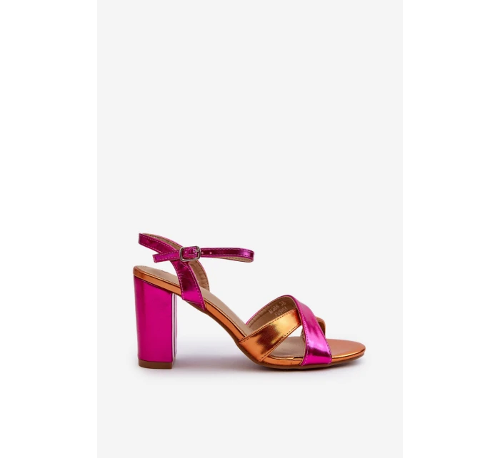 kožené sandály na vysokém podpatku fuchsie model 21666833 - Boto kožené sandály na vysokém podpatku fuchsie model 21666833 - Boto