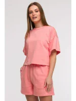 mikina s krátkým rukávem korálová model 21047210 - BeWear