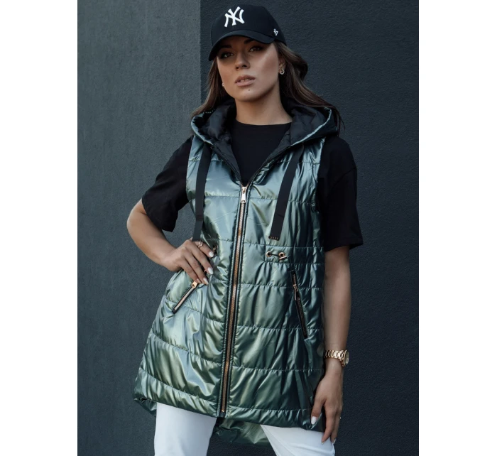 Dámska prešívaná vesta PIXIECODE tmavozelená FashionStreet TY4445