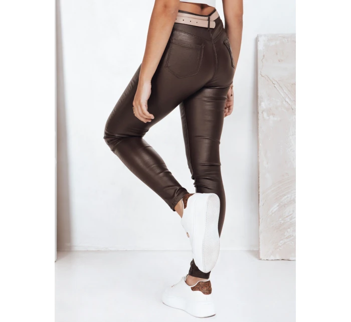 Hnedé kožené nohavice Dstreet UY2758