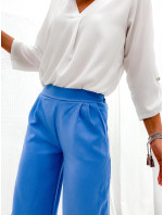 Elegantní světle modré dámské kalhoty (8247)