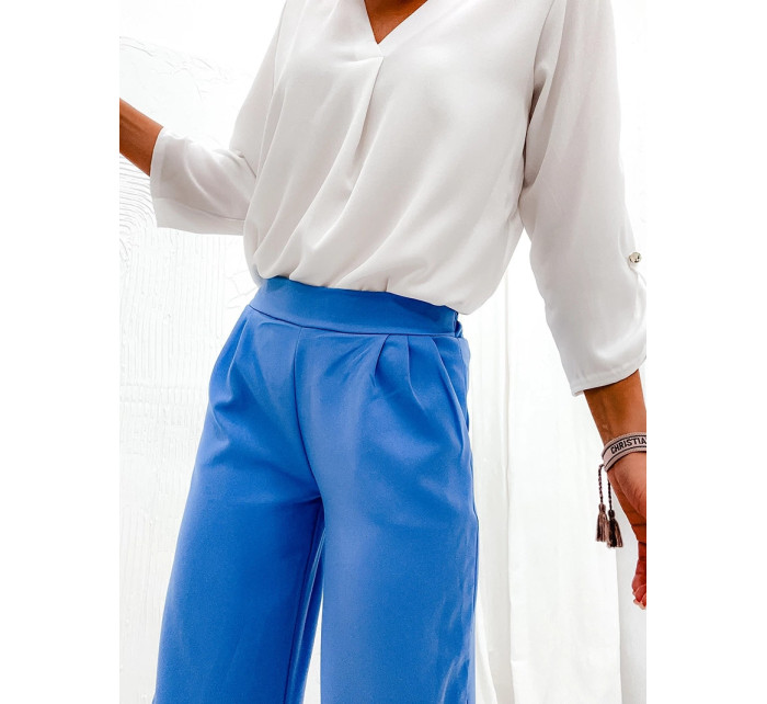 Elegantní světle modré dámské kalhoty (8247)