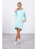 Šaty s kapucňou a dlhším chrbtom mint