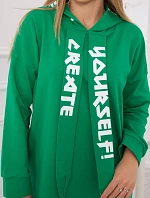 Oversize zelené šaty s kapucňou