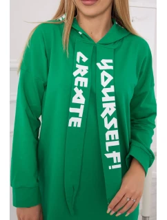 Oversize zelené šaty s kapucňou