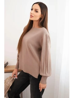 Dámsky viskózový sveter s dlhým rukávom a bočným rozparkom Fango