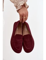 Mokasyny Damskie Z Eko Zamszu Płaskie Bordowe Miryelle