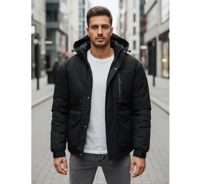 Pánská zimní bunda s kapucí černá model 21994722 - Dstreet
