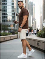 Pánske klasické hnedé tričko FashionStreet RX5679