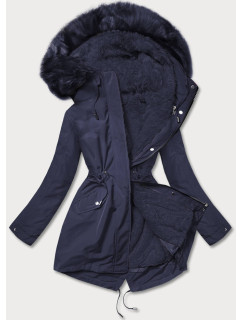 Tmavomodrá teplá dámska zimná bunda (W629BIG)