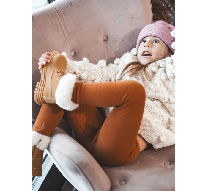 Dziecięce Trapery Botki Na Suwak z Futerkiem Camel Gerande