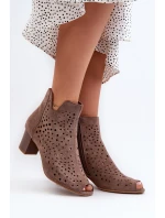 Dámské Botky Z Semiše Na Podpatku S Hnědé model 21658524 - Boto Dámské Botky Z Semiše Na Podpatku S Hnědé model 21658524 - Boto