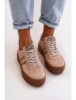 Zazoo N1068S4 Damskie Zamszowe Sneakersy Na Platformie Panterka Różowe