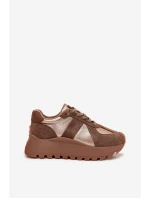Zamszowe Sneakersy Damskie Ocieplane Na Platformie Big Star OO274A218 HI-POLY SYSTEM Brązowe