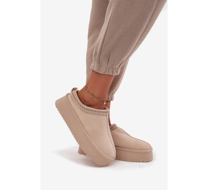 Dámské sněhule s výšivkou světle béžové model 21714839 - Boto