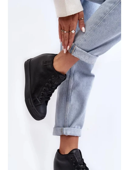 Dámské kožené tenisky na klínku Big Star Black Dámské kožené tenisky na klínku Big Star Black