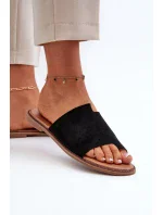 Dámske čierne semišové papuče amite