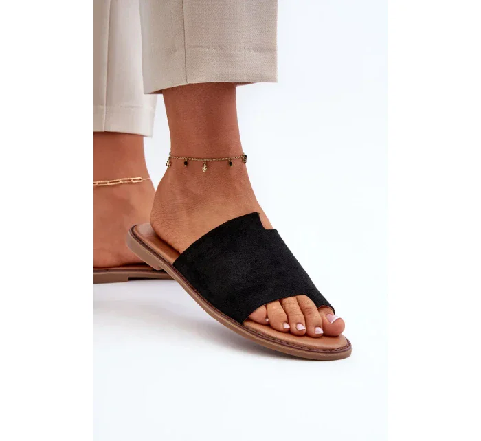 Dámske čierne semišové papuče amite