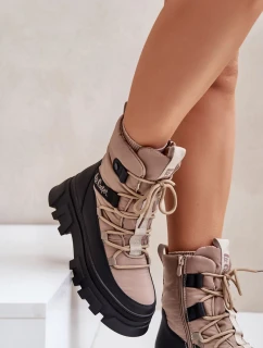 Dámske snehule Lee Cooper LCJ-24-47-3143 Beige Zippered