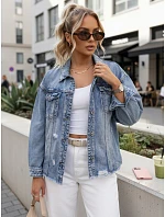 Dámska džínsová bunda s odrením modrá FashionStreet TY5687 Dámska džínsová bunda s odrením modrá FashionStreet TY5687