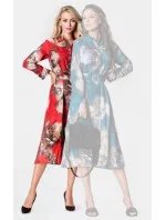 Červené košeľové šaty s dĺžkou do polovice lýtok pre ženy Ann Gissy (XY202113)