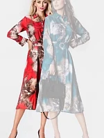 Ann Gissy košeľové šaty do polovice lýtok v červenej farbe (XY202113(1))