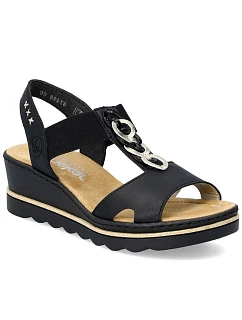 Dámské sandály na podpatku pohodlné černé model 22063551 - Rieker