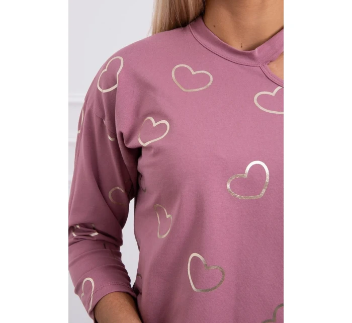 Halenka s potiskem srdce tmavě růžová Halenka s potiskem srdce tmavě růžová