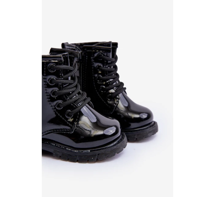 Dziecięce Botki Lakierowane Z Suwakiem Czarne Tibbie