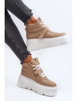 Zazoo 3450 Skórzane Sneakersy Damskie Beżowe