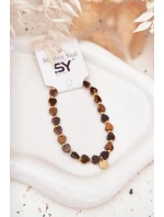 Náramek srdíčka ze chirurgické oceli hnědý Náramek srdíčka ze chirurgické oceli hnědý