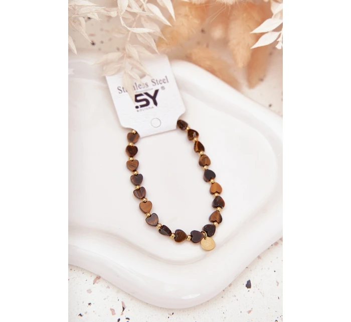 Náramek srdíčka ze chirurgické oceli hnědý Náramek srdíčka ze chirurgické oceli hnědý