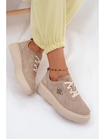 Kožené semišové dámské polobotky Vinceza 41523 béžové