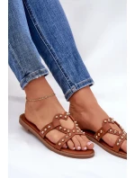 Dámske zdobené ploché papuče - ťava Adivrae