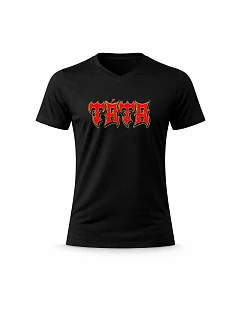 Pánské bavlněné tričko s potiskem - TÁTA (ROCK) - černé