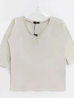 Hladká dámska blúzka s výstrihom do V