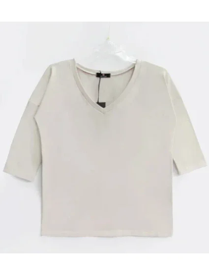 Hladká dámska blúzka s výstrihom do V