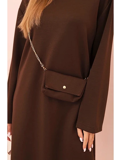 Dámské šaty volného střihu s na řetízku Tmavě fialová model 21470044 - Kesi