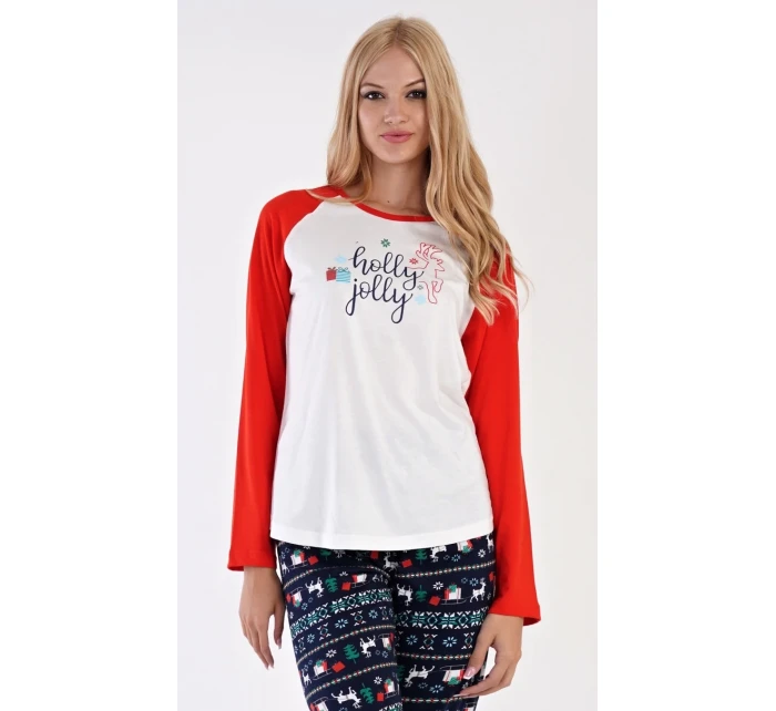 Dámské pyžamo dlouhé Vánoční model 19048675 - Vienetta Secret