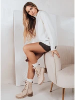 Dámské semišové šněrovací boty béžové Dstreet model 21993870 - FashionStreet