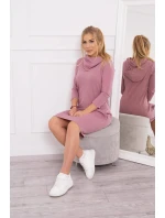 Šaty s kapucí a kapsami tmavě růžové Šaty s kapucí a kapsami tmavě růžové