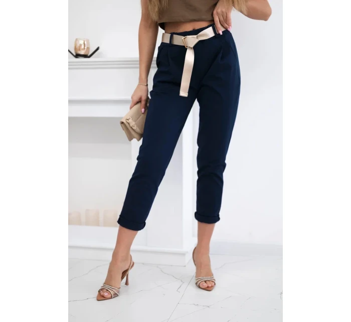Kalhoty Puntor s páskem námořnická modř