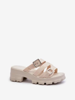 Pachnące Klapki Damskie Na Niskim Obcasie ZAXY NN285042 Jasnobeżowe