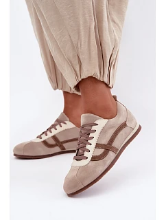 Dámske semišové nízke tenisky Dark Beige Zazoo N1068