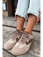 Dámske kožené semišové barefoot tenisky Zazoo N1400 v béžovej farbe