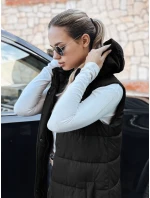 Dámska dlhá prešívaná vesta čierna FashionStreet TY5267 Dámska dlhá prešívaná vesta čierna FashionStreet TY5267